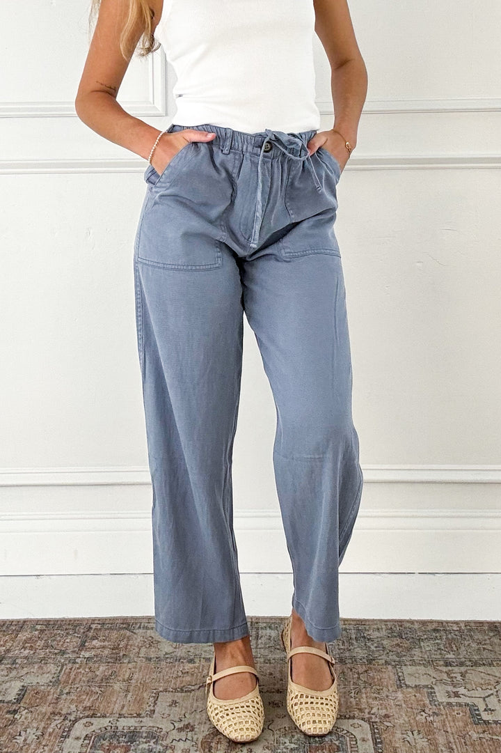 Tencel Linen Blend Barrel Tapered Pants
