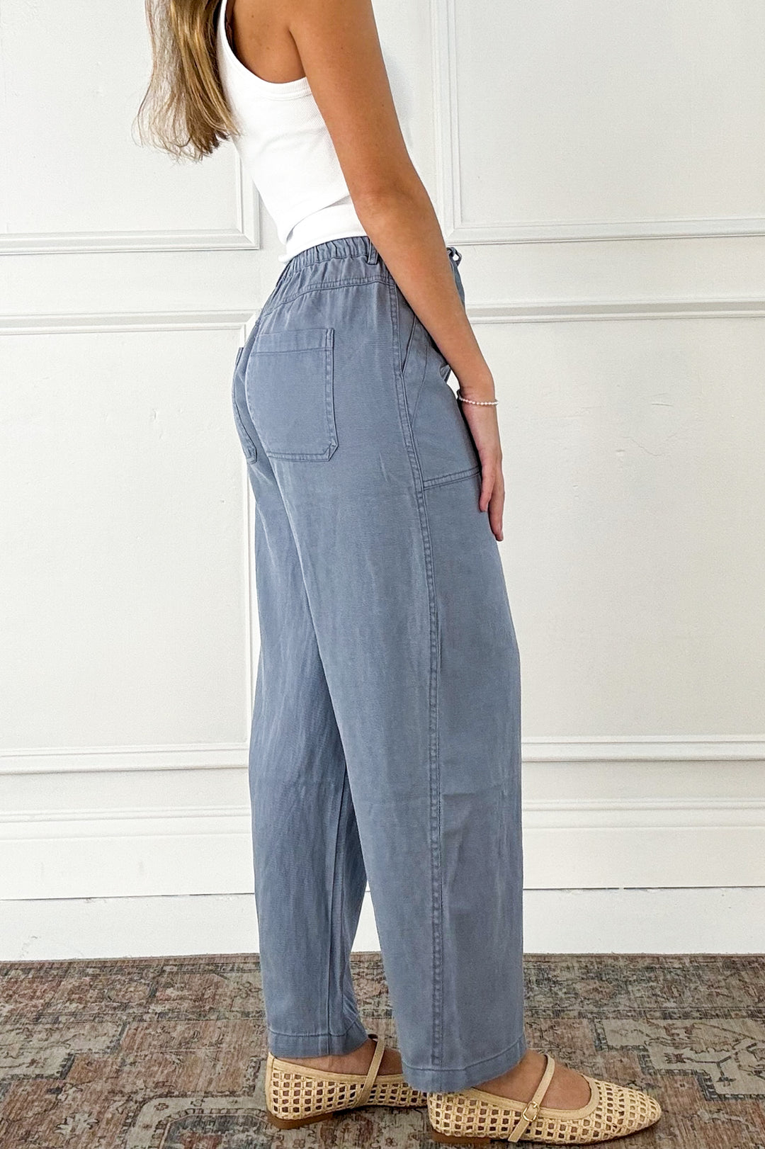 Tencel Linen Blend Barrel Tapered Pants