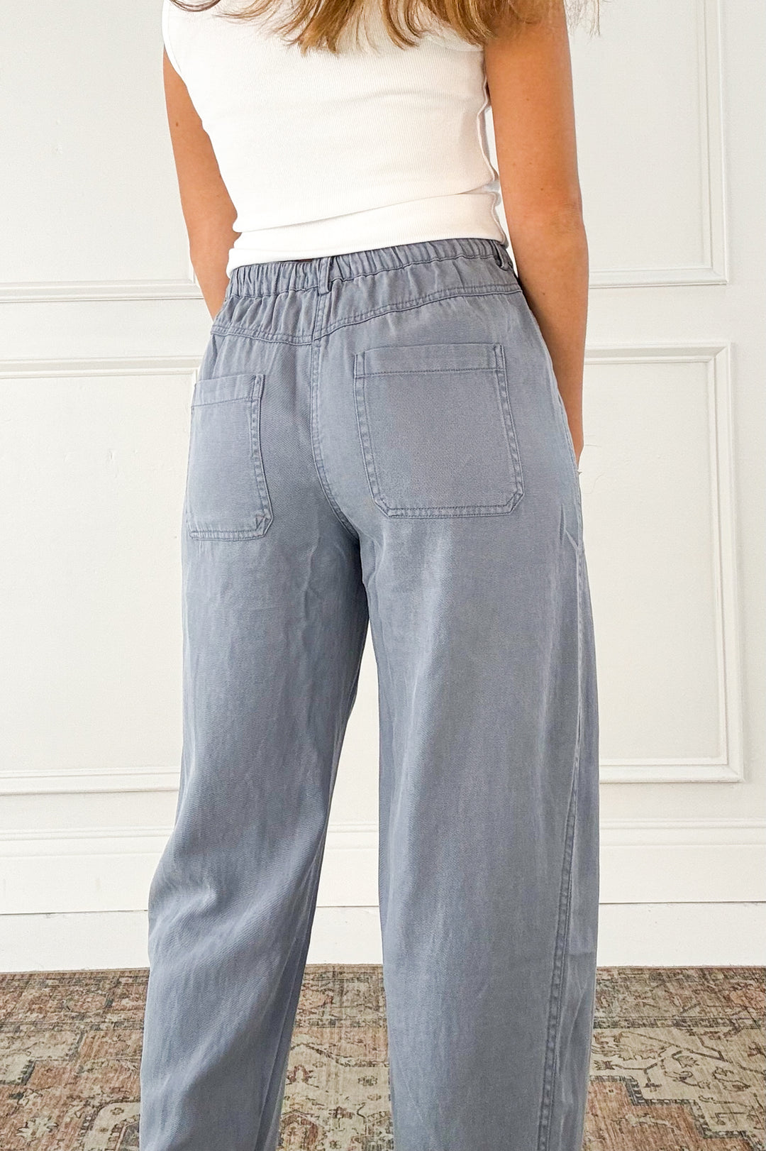 Tencel Linen Blend Barrel Tapered Pants
