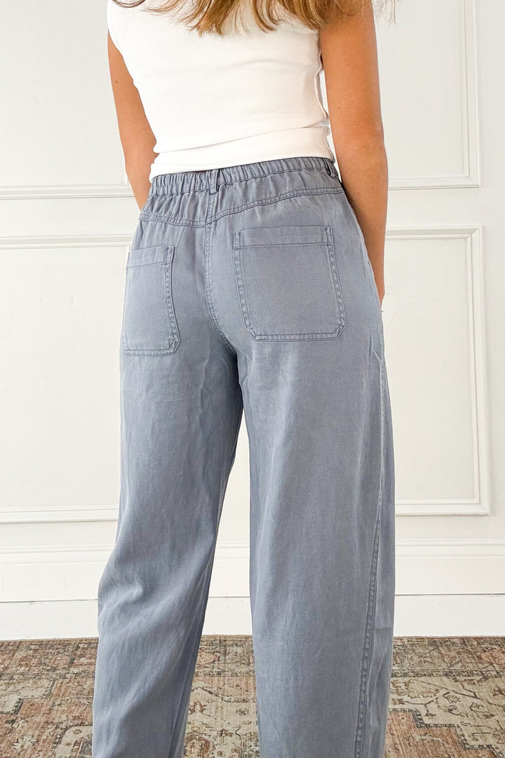 Tencel Linen Blend Barrel Tapered Pants