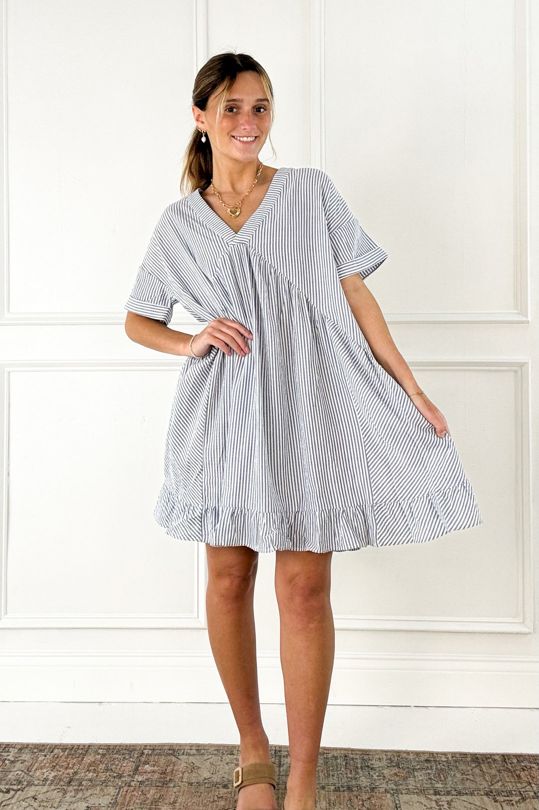 Pinstripe Babydoll Dress