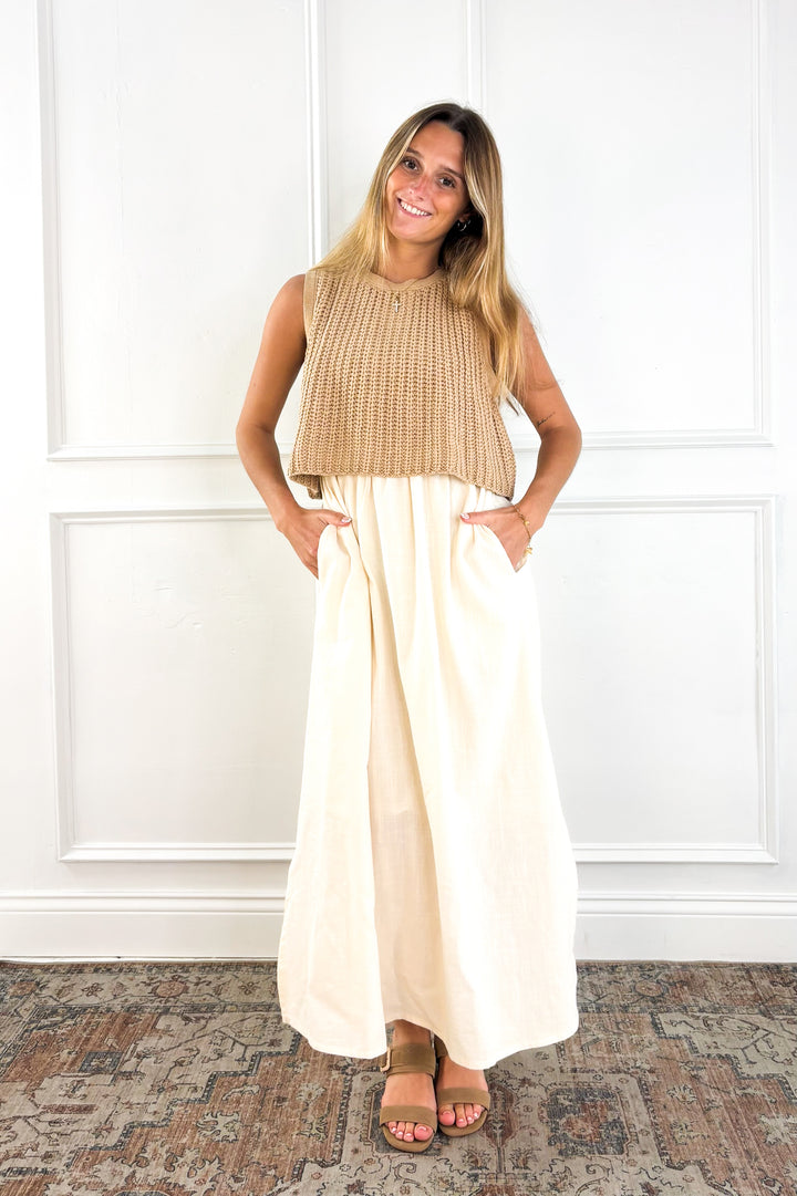 Latte & Cream Sweater Midi Dress