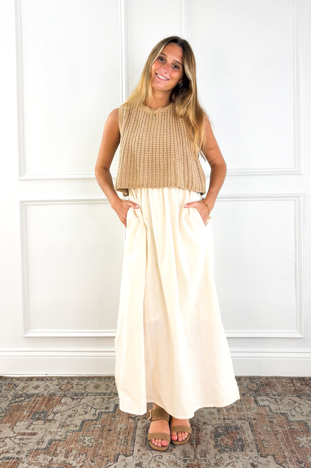Latte & Cream Sweater Midi Dress