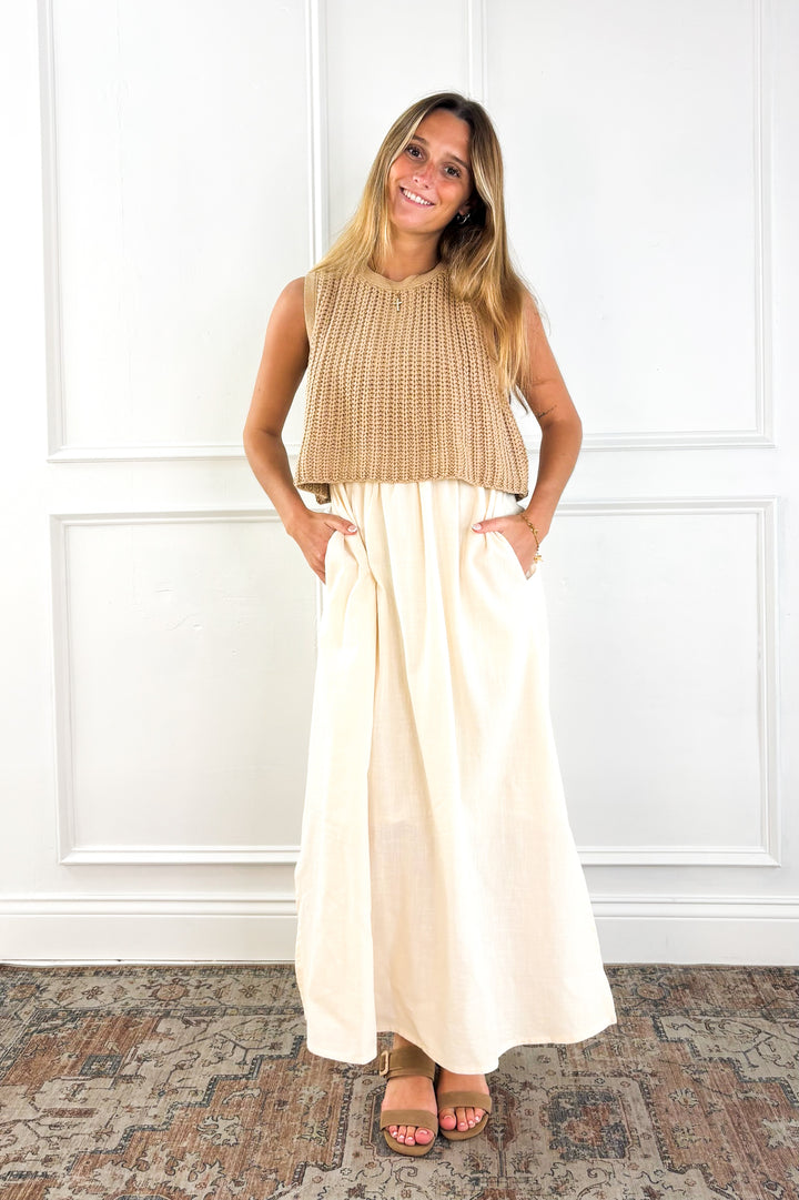 Latte & Cream Sweater Midi Dress