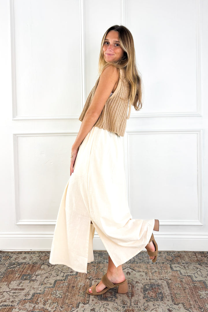Latte & Cream Sweater Midi Dress