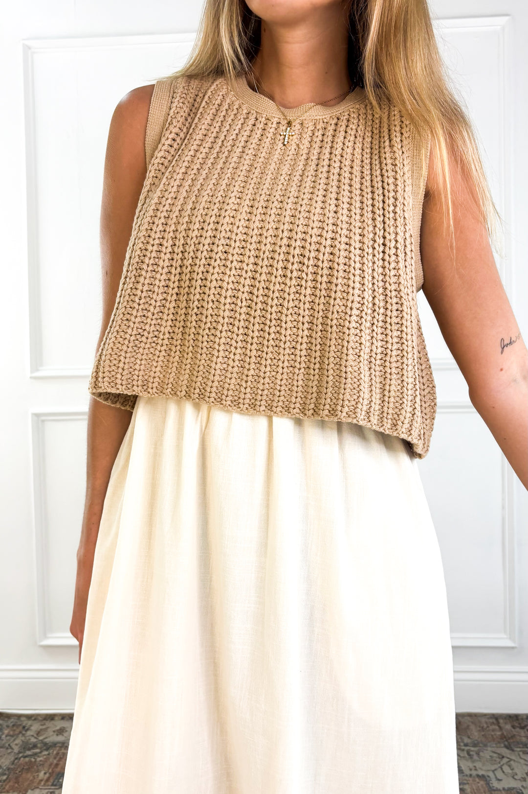 Latte & Cream Sweater Midi Dress