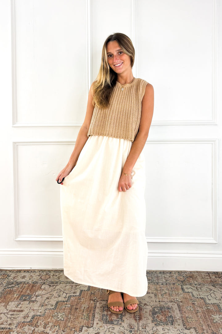 Latte & Cream Sweater Midi Dress