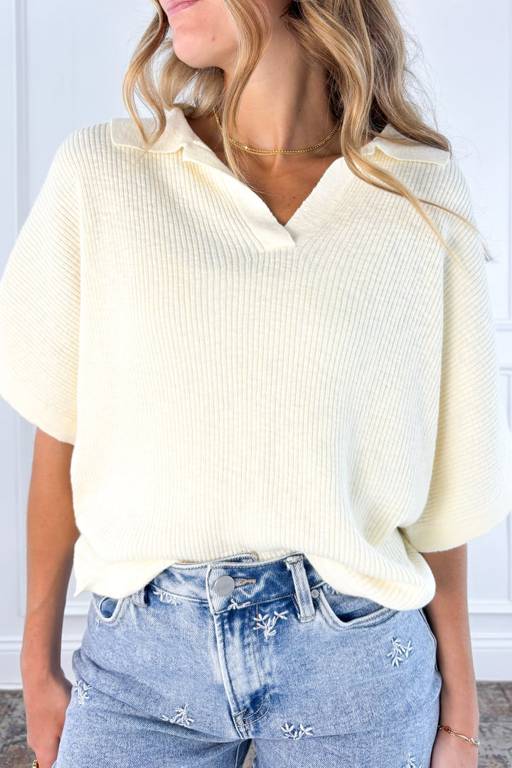 Poppy Breeze Collared Knit Top
