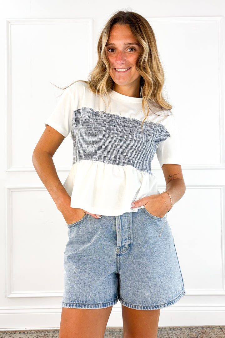 Smocked Away Babydoll Tee