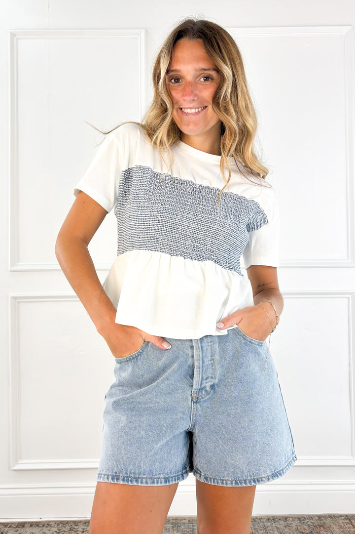 Smocked Away Babydoll Tee