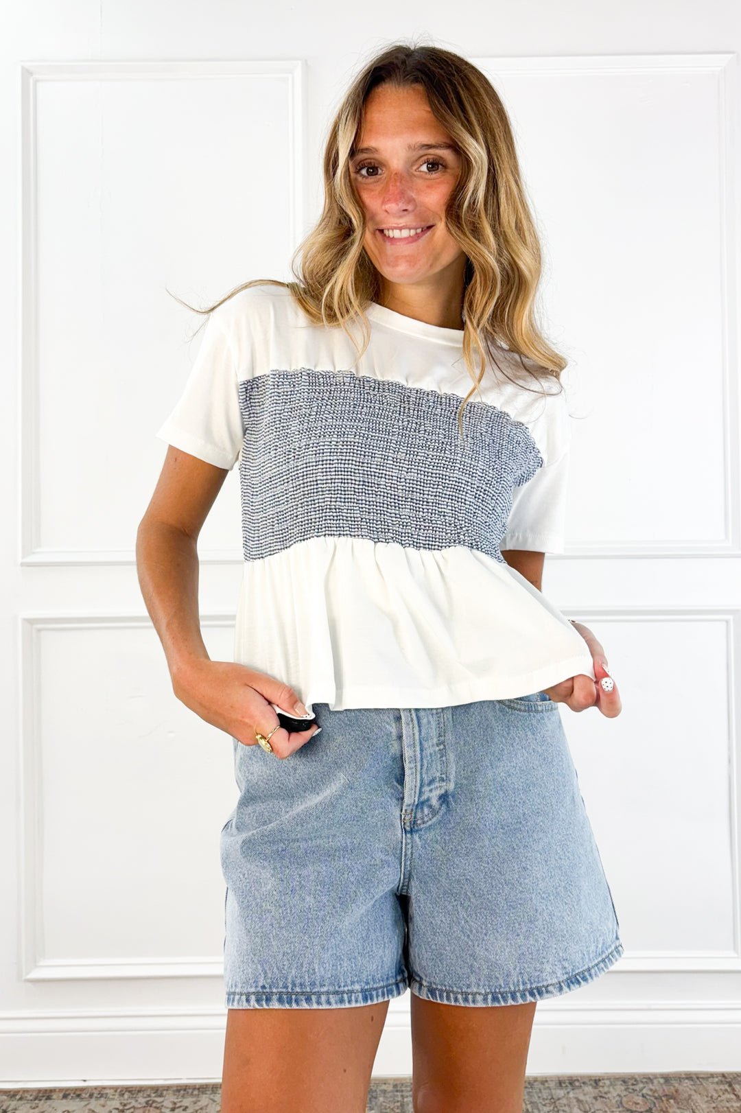 Smocked Away Babydoll Tee