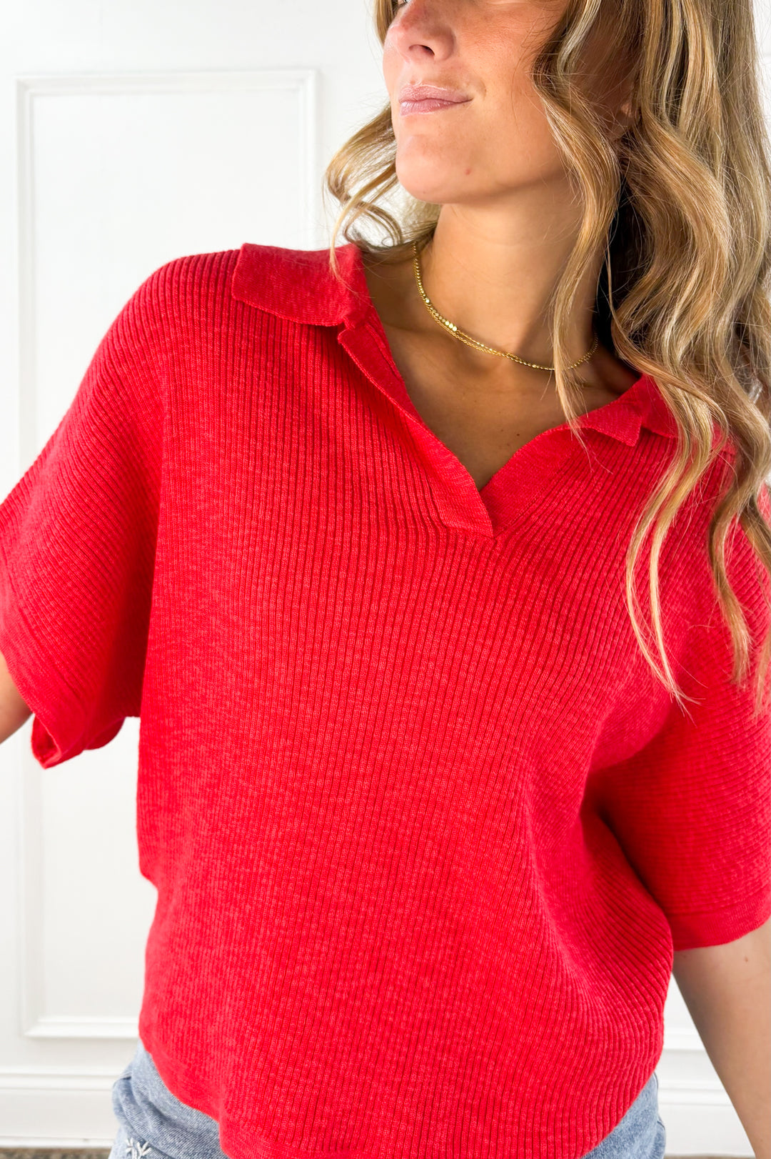 Poppy Breeze Collared Knit Top