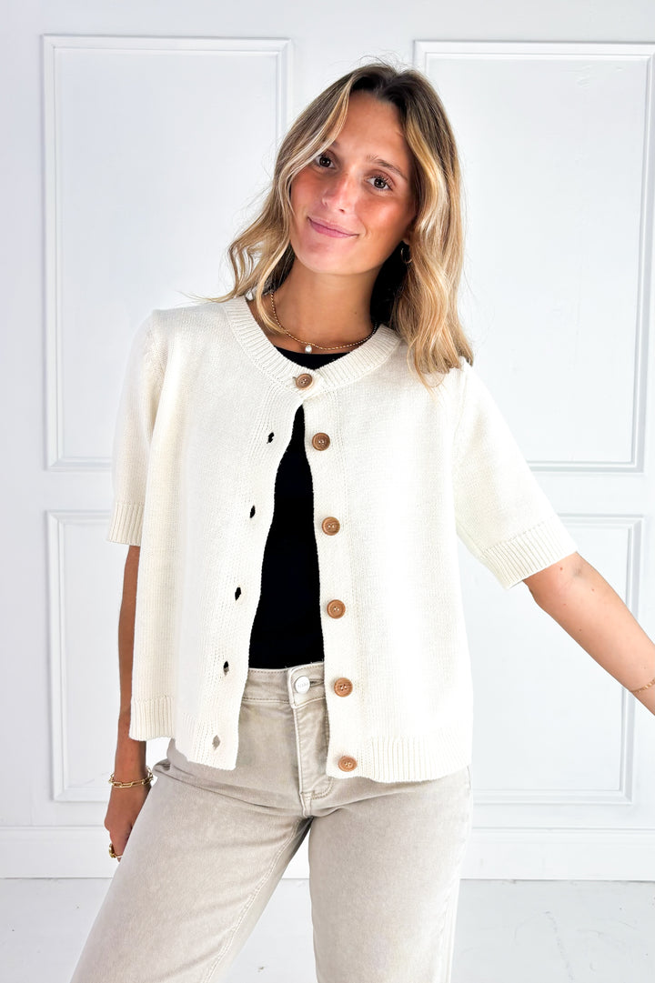 Weekend Coffee Cotton Knit Cardigan