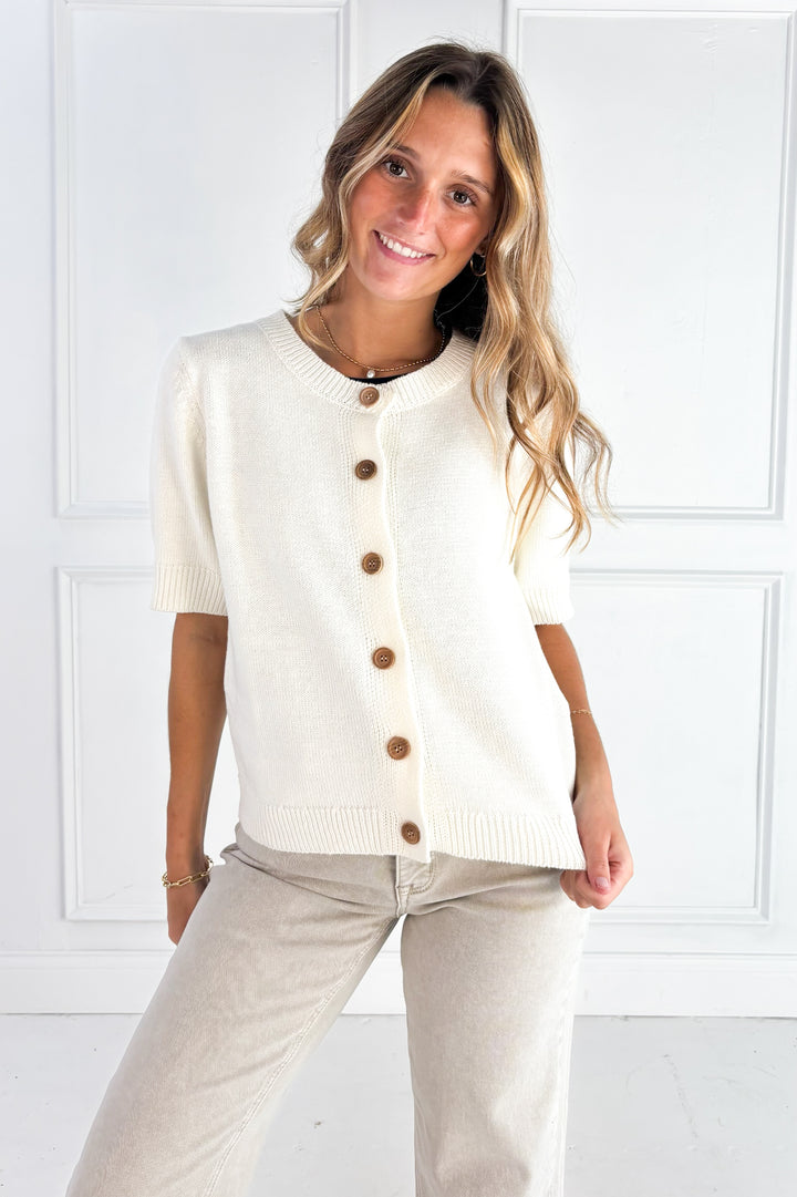 Weekend Coffee Cotton Knit Cardigan