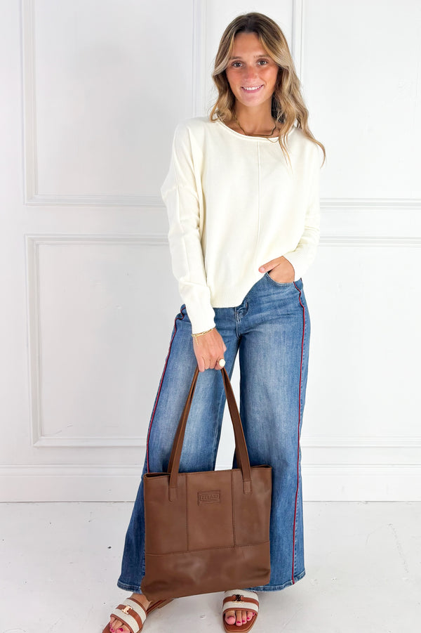 Lightweight Front Seam Pullover Sweater