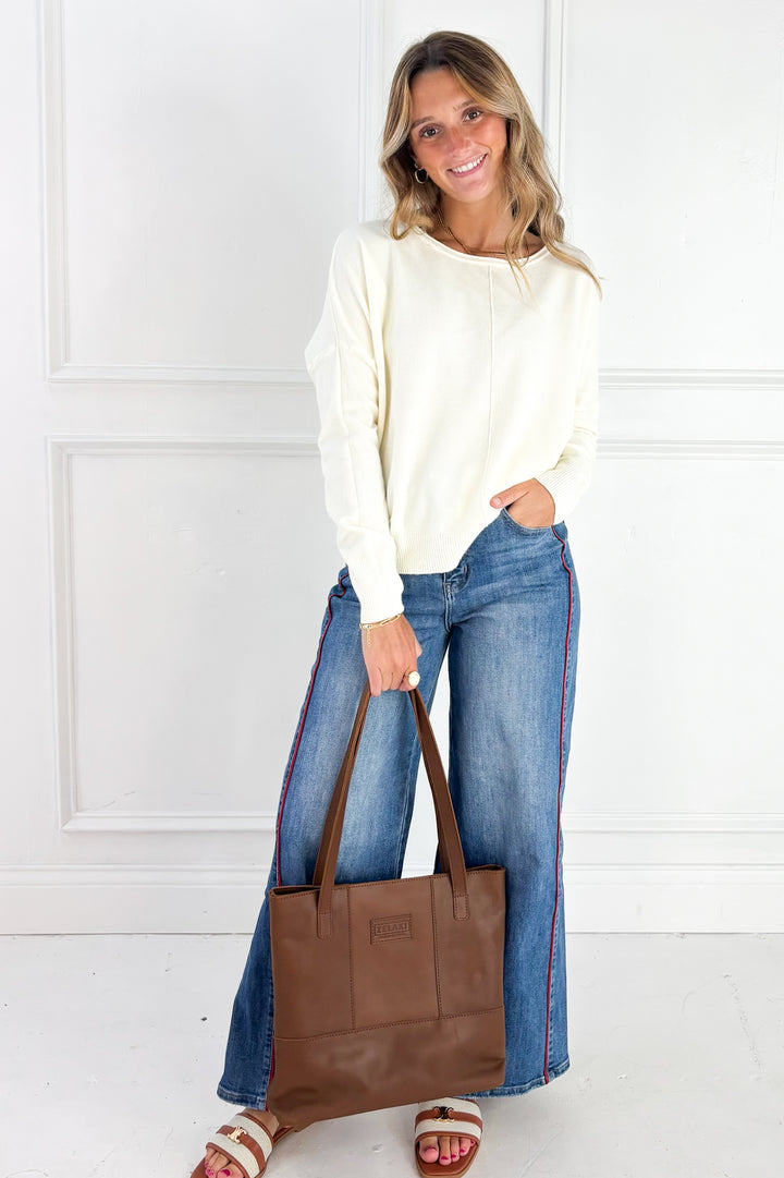 Lightweight Front Seam Pullover Sweater