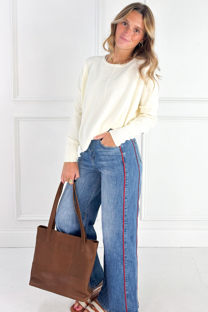 Lightweight Front Seam Pullover Sweater