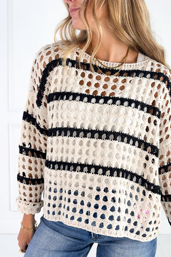Harbor Stripe Open Knit Sweater