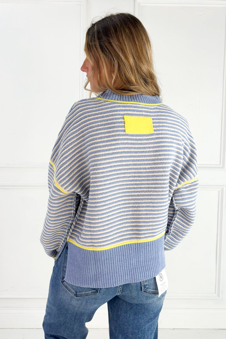 Contrast Trim Stripe Knit Sweater