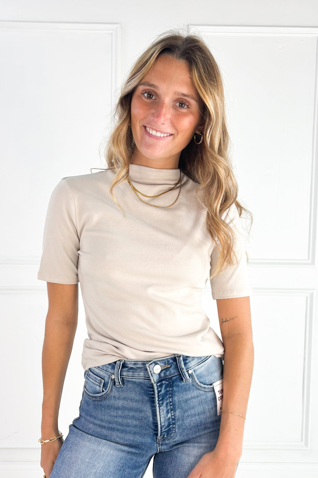 Rib Mockneck Short Sleeve Sweater
