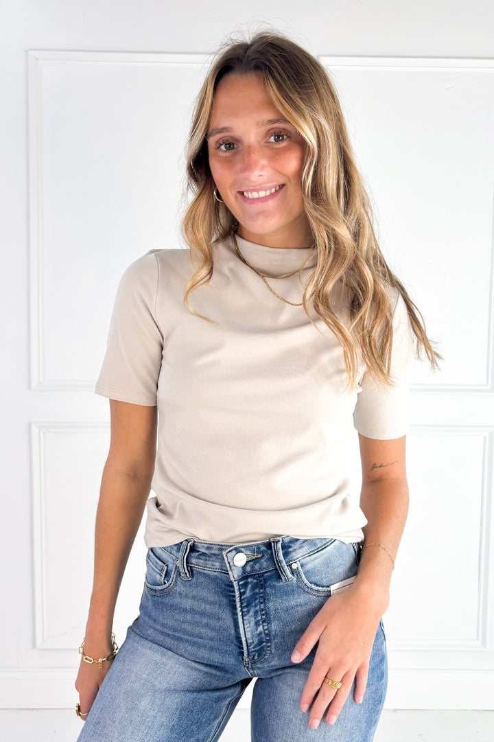Rib Mockneck Short Sleeve Sweater