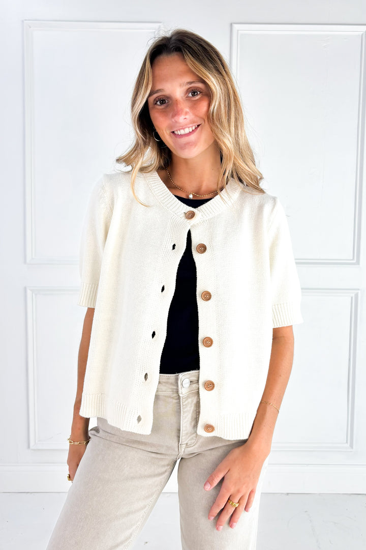 Weekend Coffee Cotton Knit Cardigan