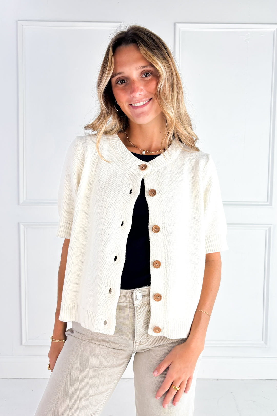 Weekend Coffee Cotton Knit Cardigan