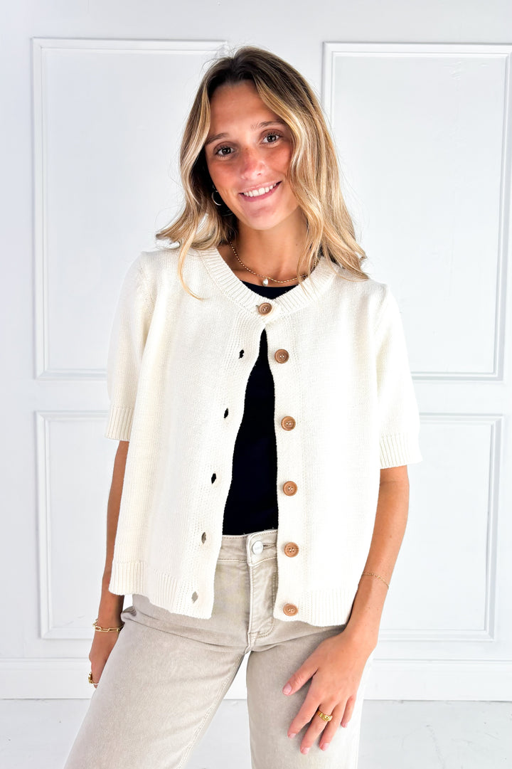 Weekend Coffee Cotton Knit Cardigan