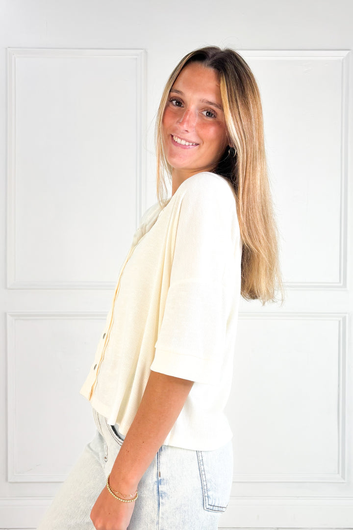 Simple Grace Button Front Knit Top