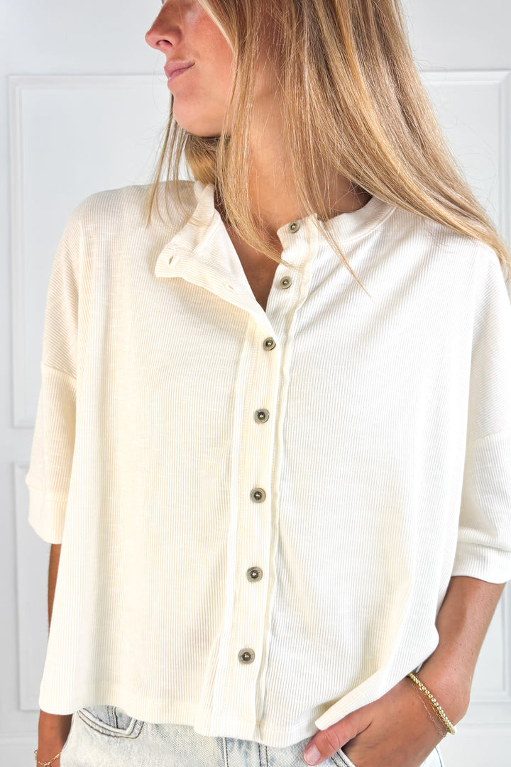 Simple Grace Button Front Knit Top