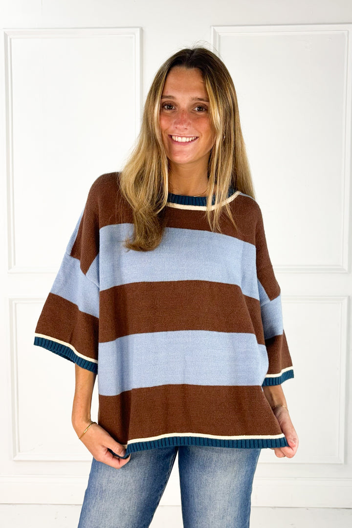The Aspen Stripe Drop Shoulder Sweater