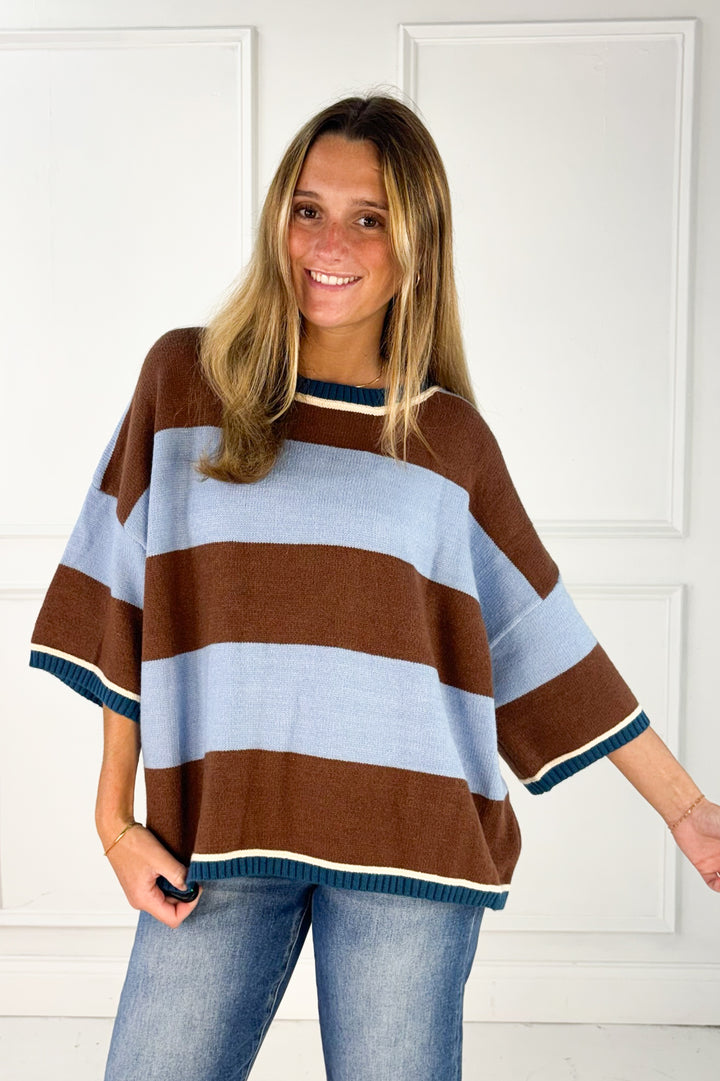 The Aspen Stripe Drop Shoulder Sweater