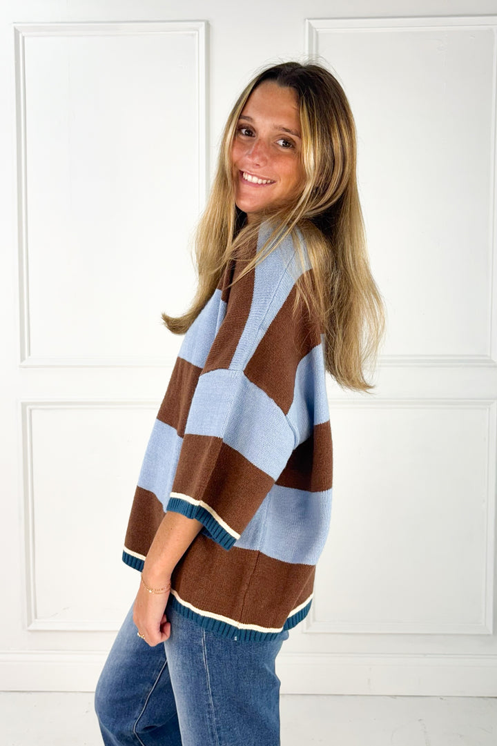 The Aspen Stripe Drop Shoulder Sweater