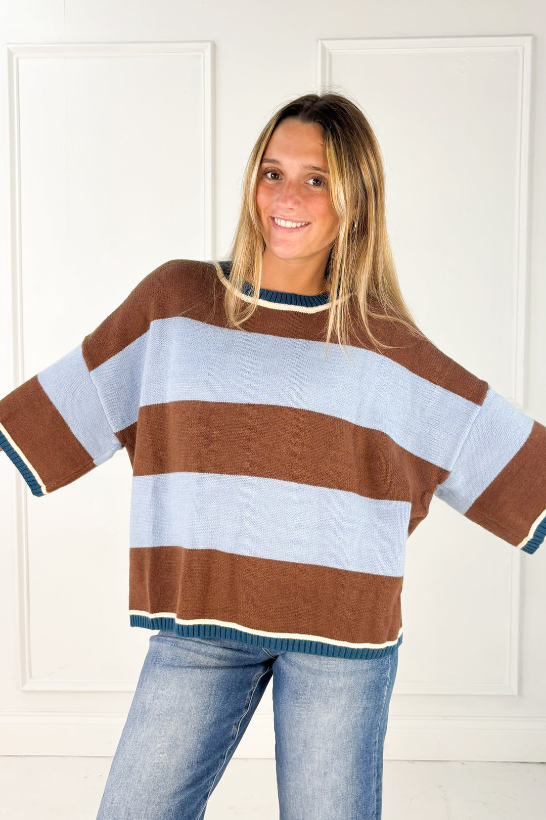 The Aspen Stripe Drop Shoulder Sweater