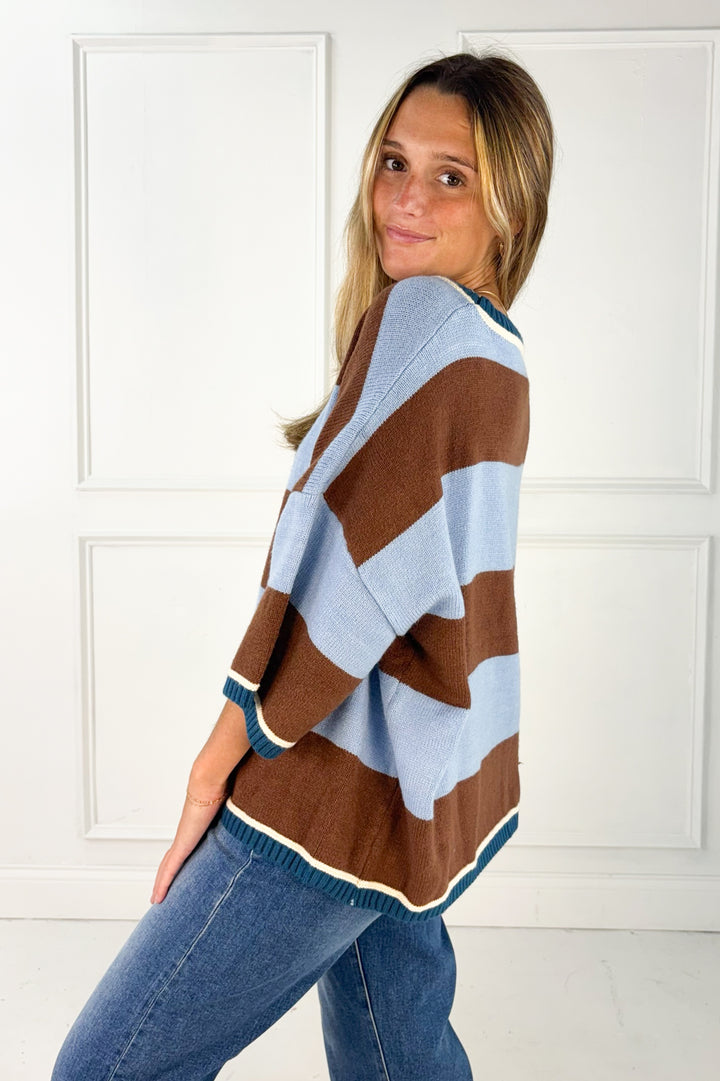 The Aspen Stripe Drop Shoulder Sweater