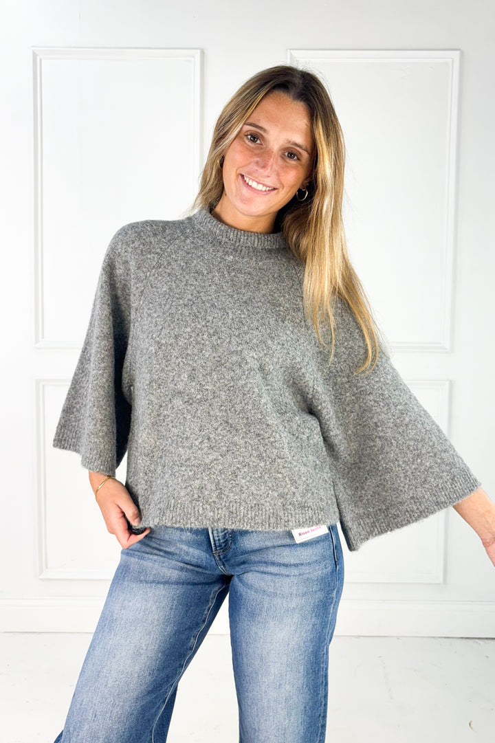 The Everly Mock Neck Poncho Sweater