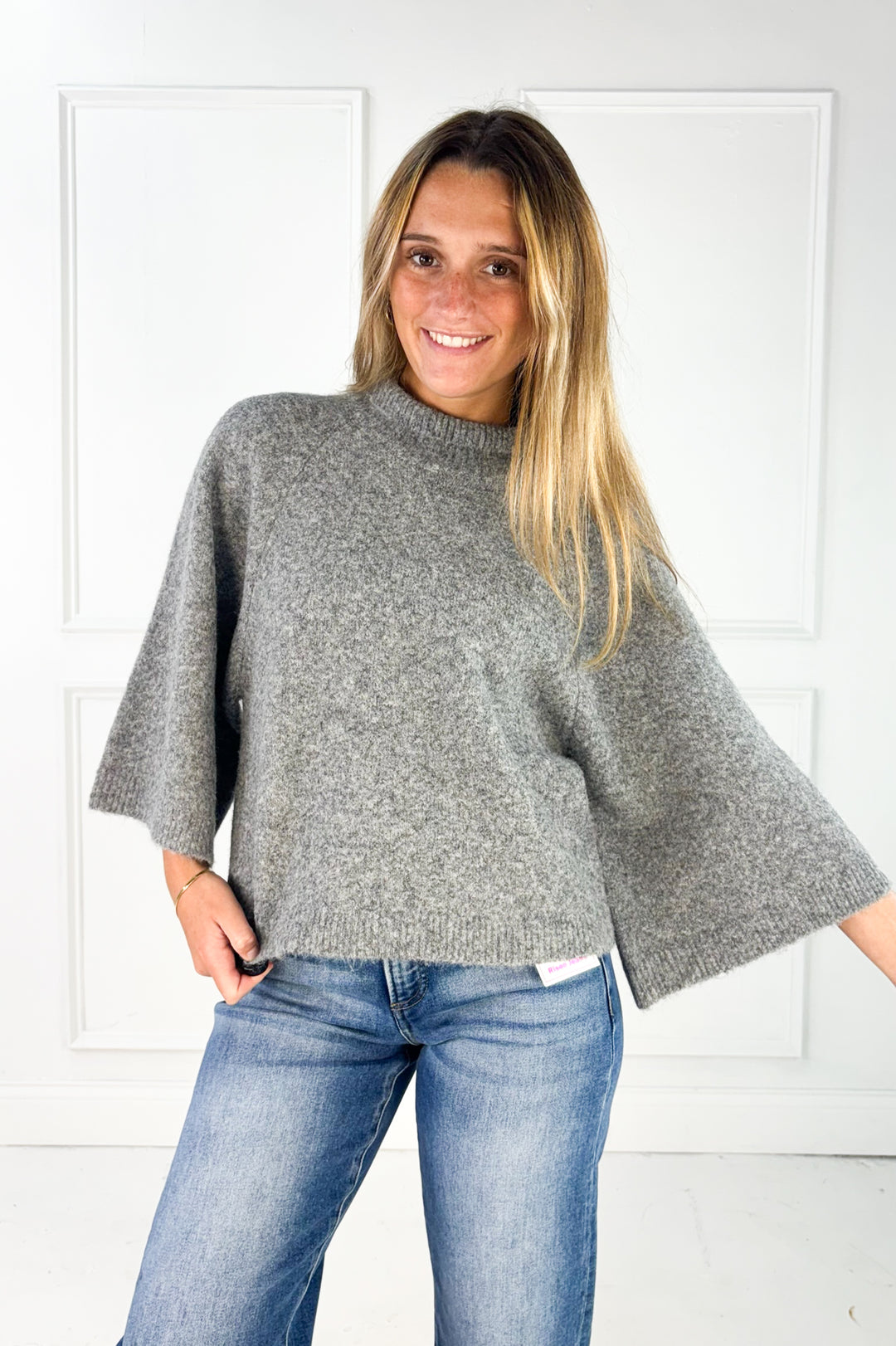 The Everly Mock Neck Poncho Sweater