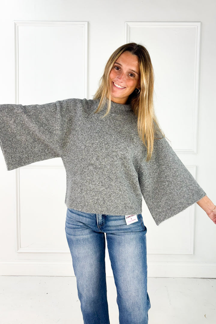 The Everly Mock Neck Poncho Sweater