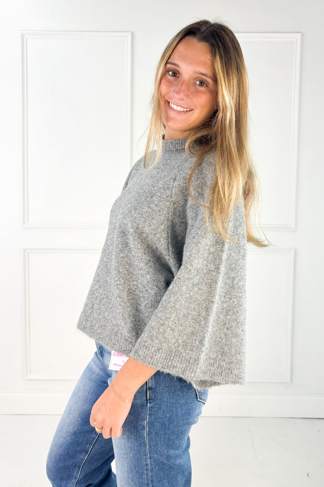 The Everly Mock Neck Poncho Sweater