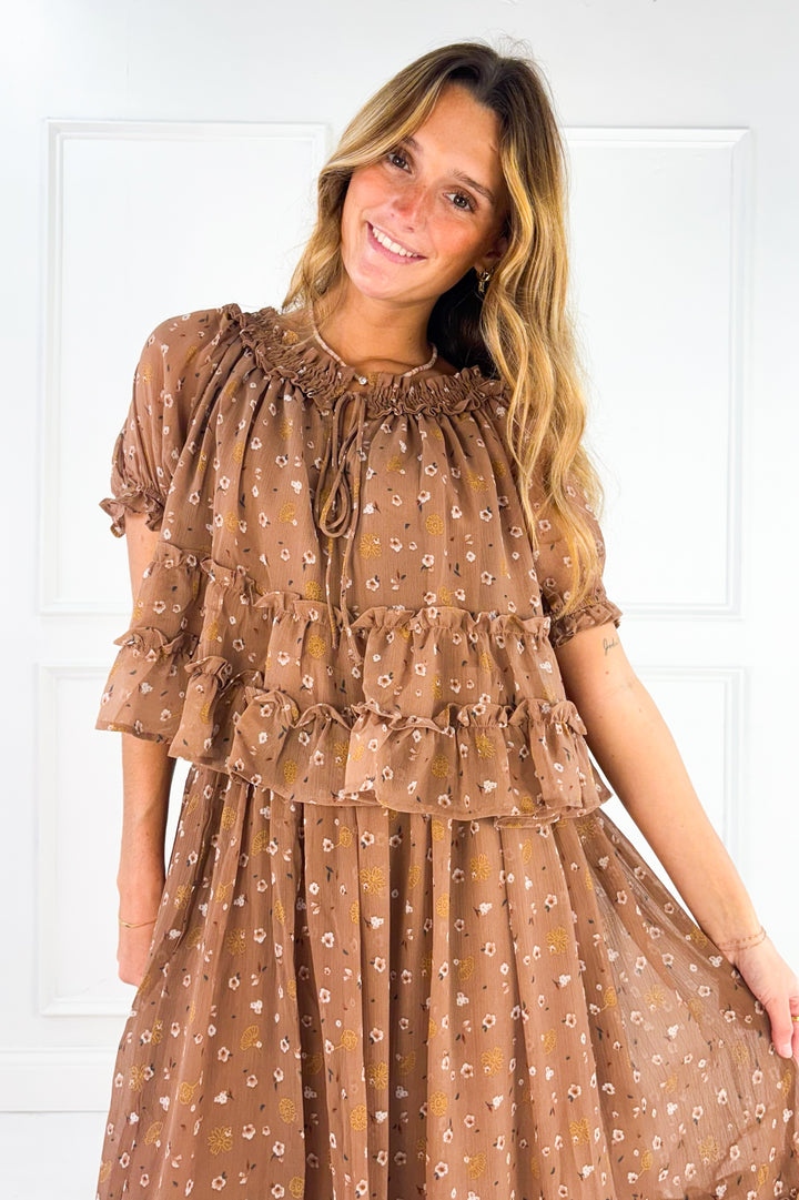 The Marlowe Floral Ruffle Maxi Skirt