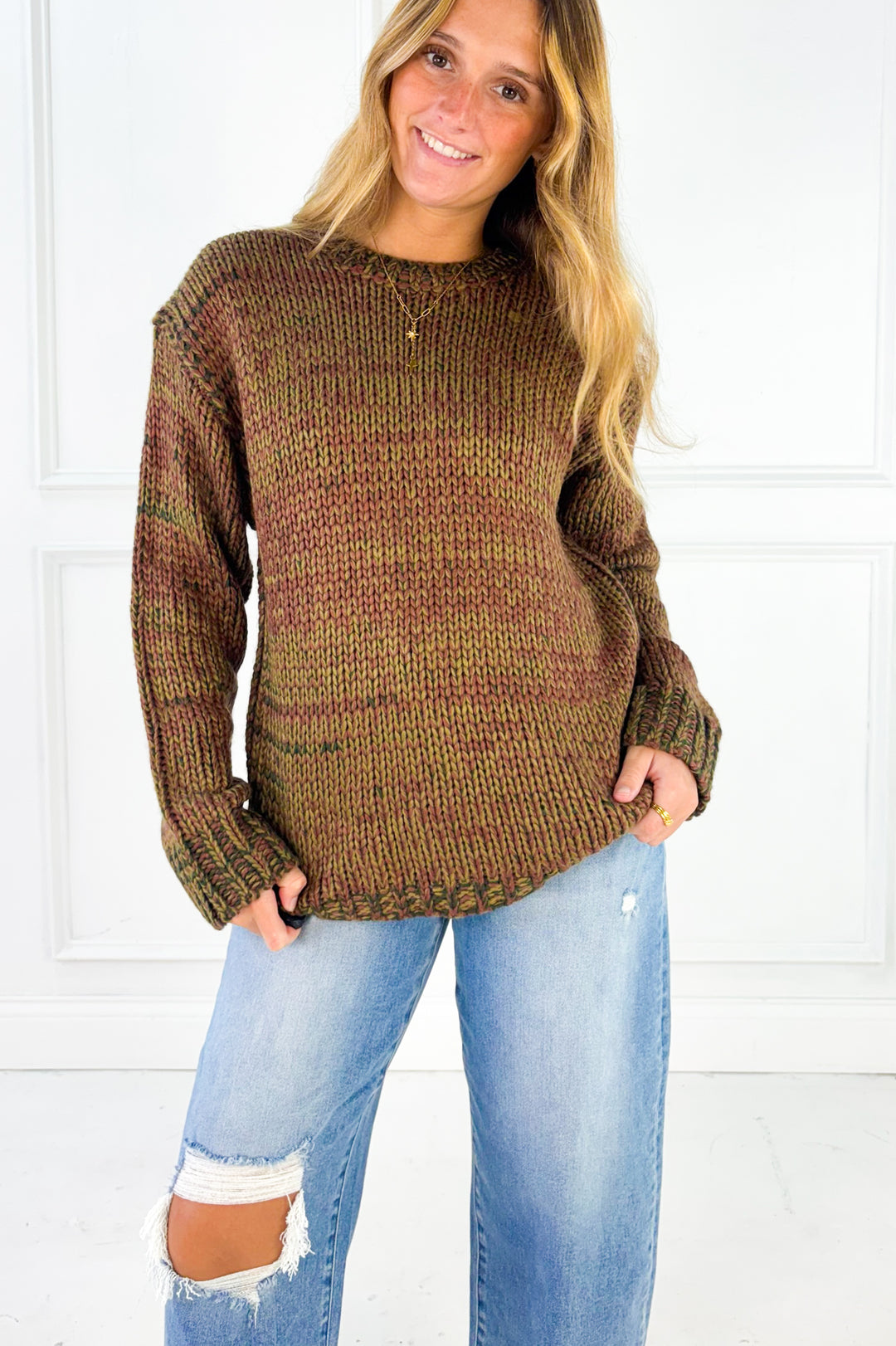 Marled Chunky Crew Sweater