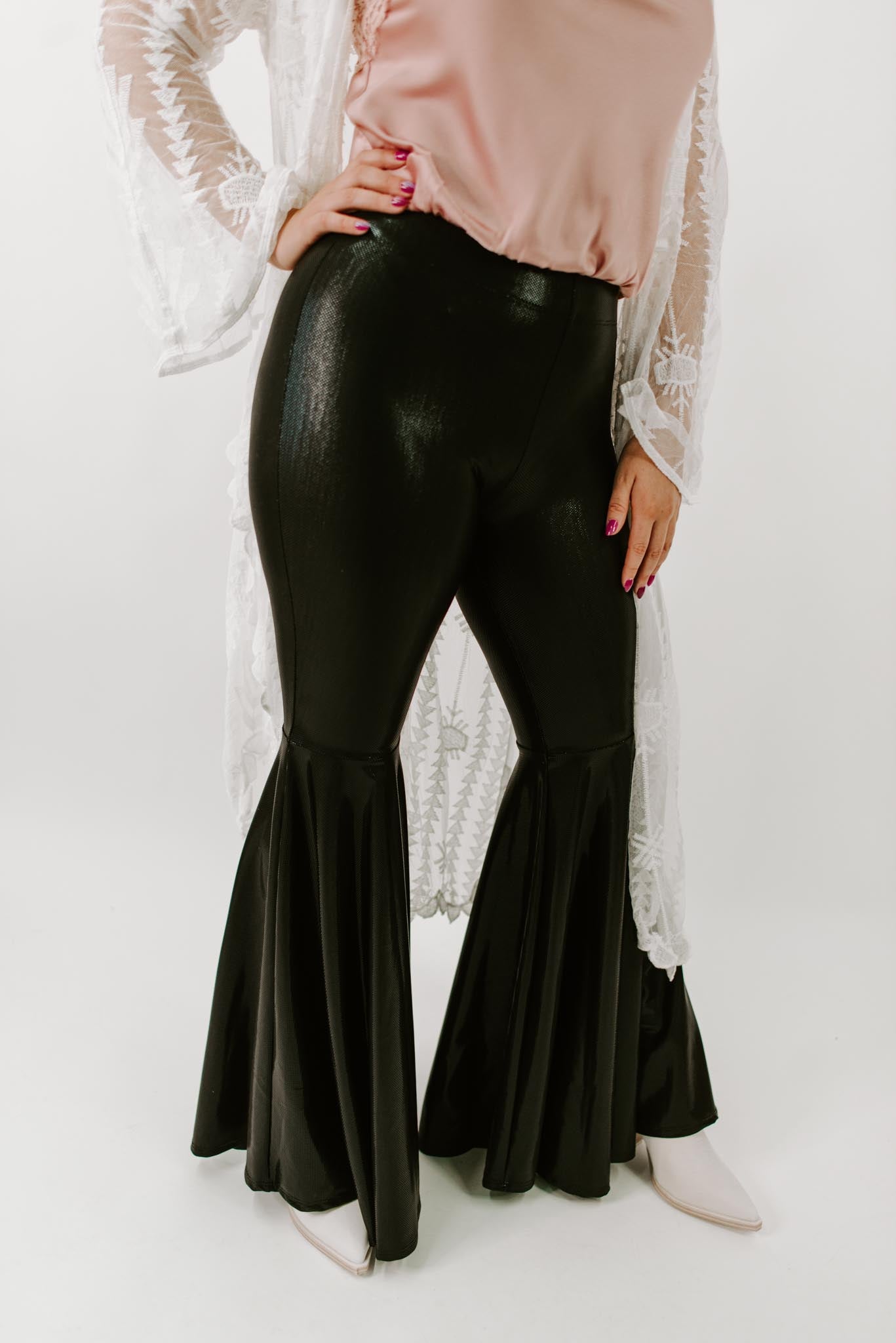 Load image into Gallery viewer, Mila Faux Leather Bell Bottom Pants
