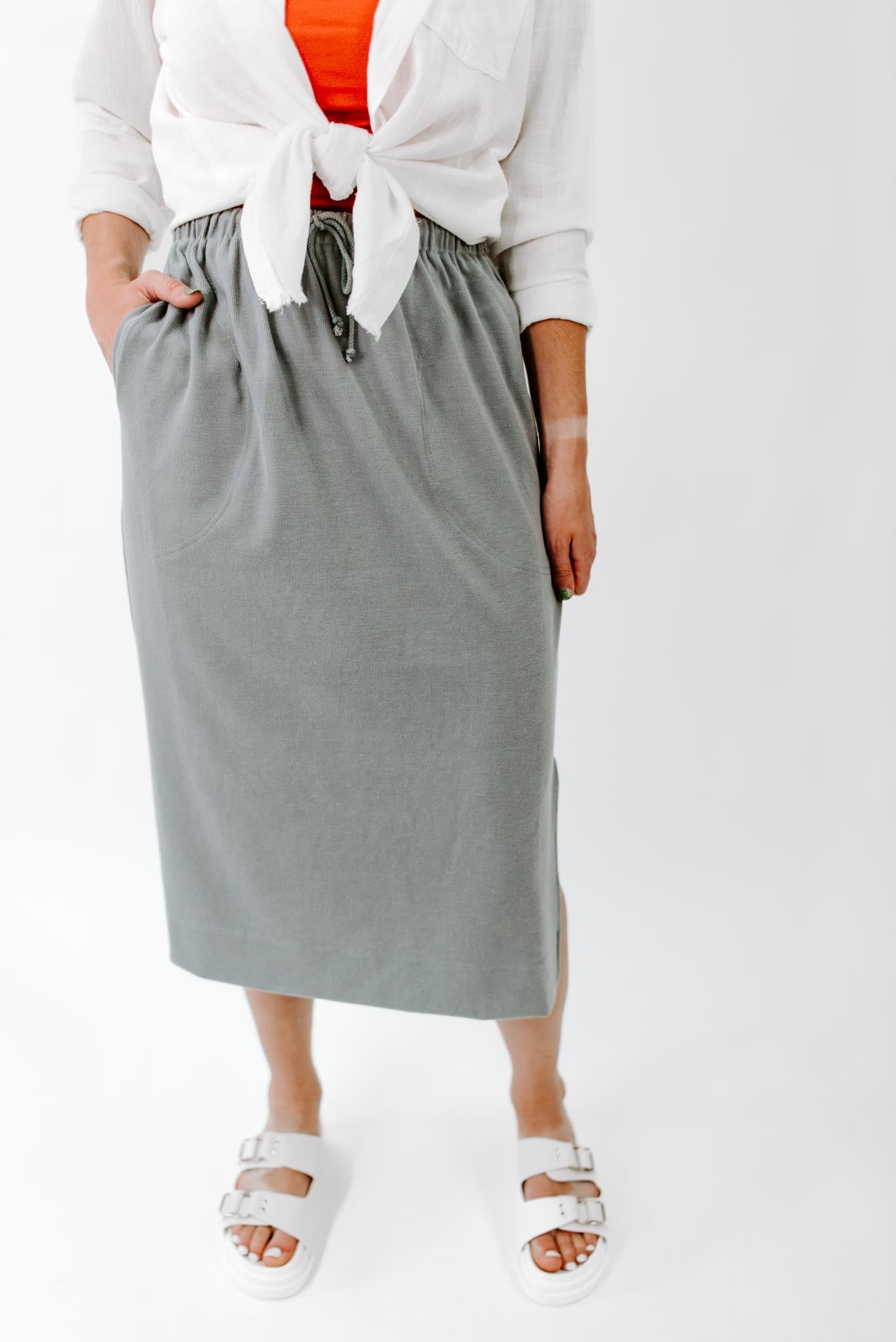 Mina French Terry Midi Skirt