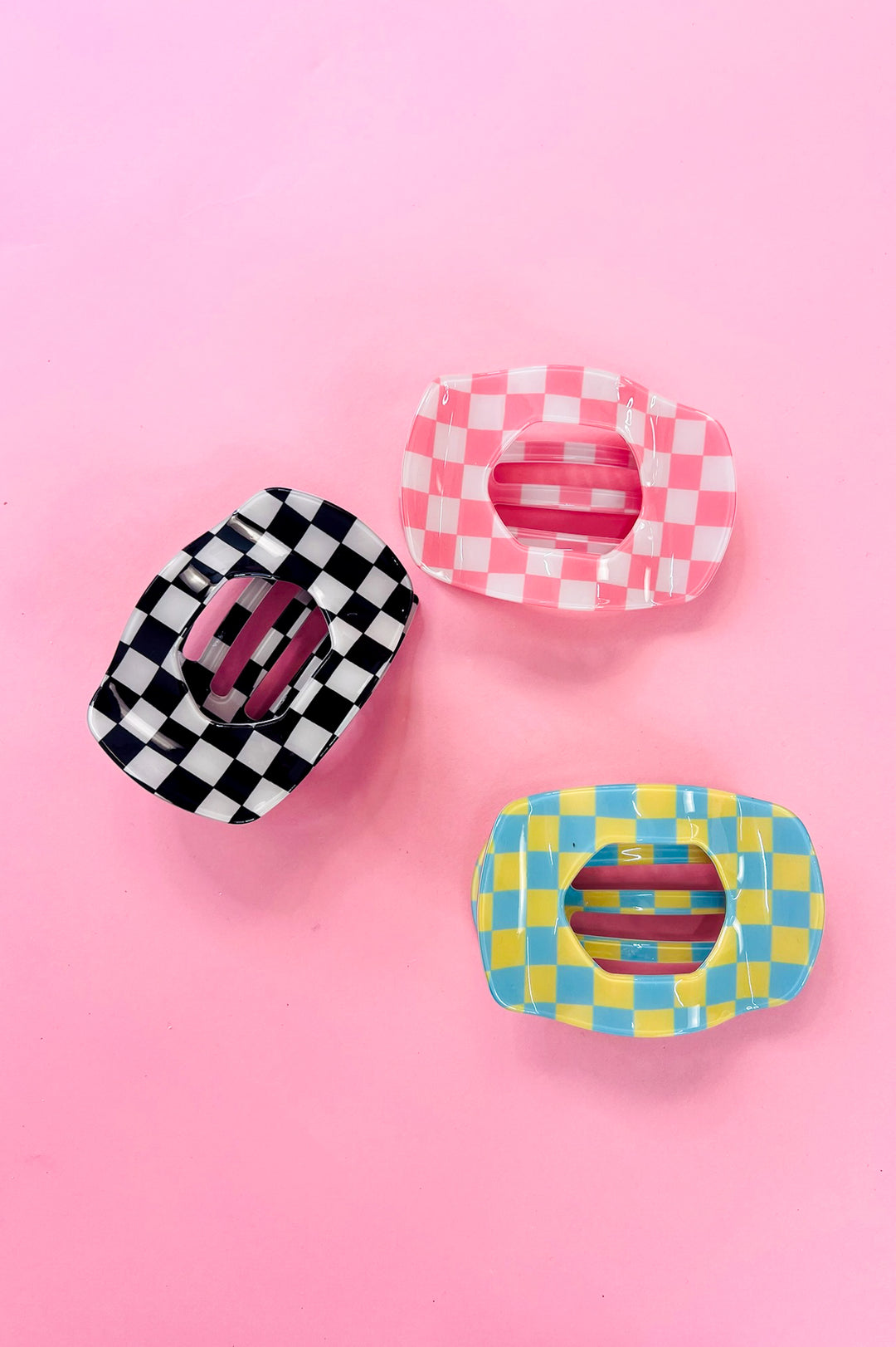 Flat Checkered Hair Claw Clip