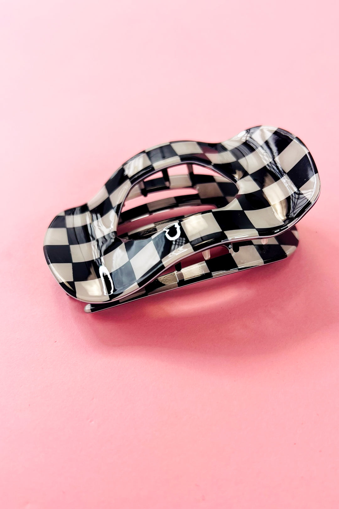 Flat Checkered Hair Claw Clip