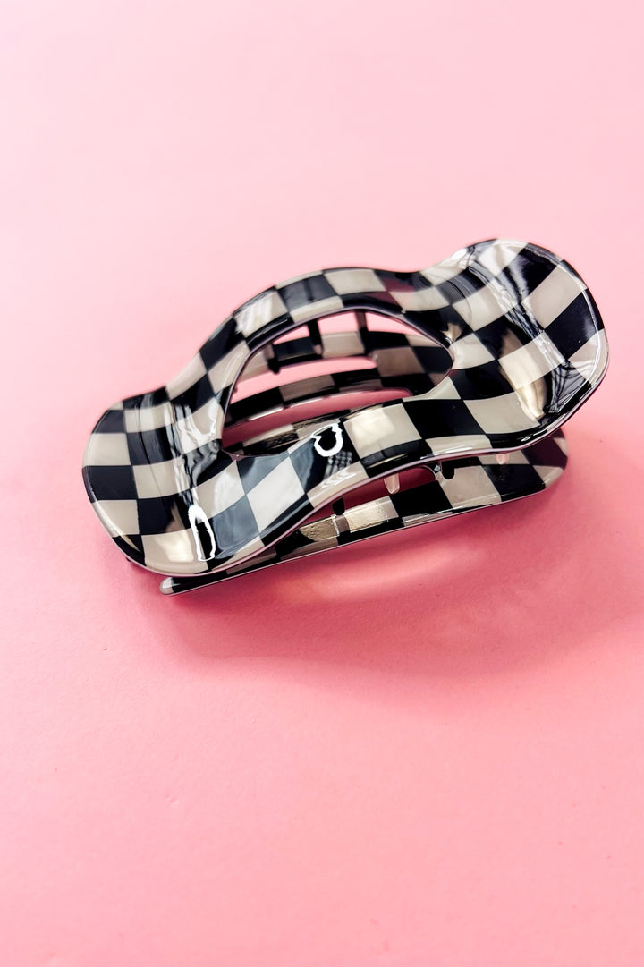 Flat Checkered Hair Claw Clip