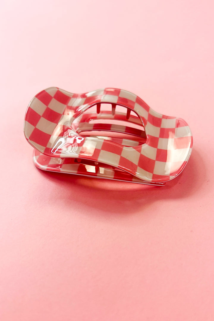 Flat Checkered Hair Claw Clip