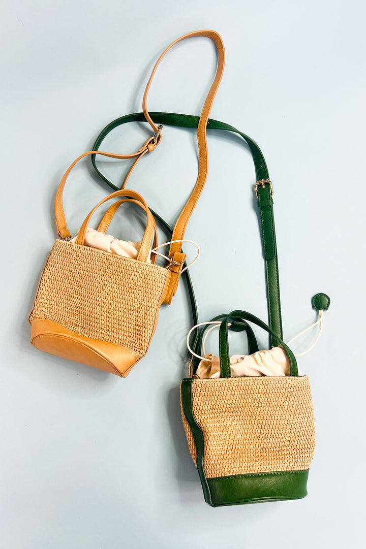 Straw Bucket/Crossbody Bag