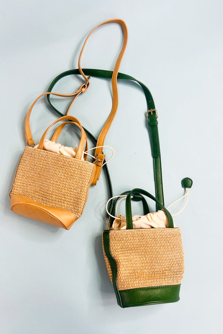 Straw Bucket/Crossbody Bag