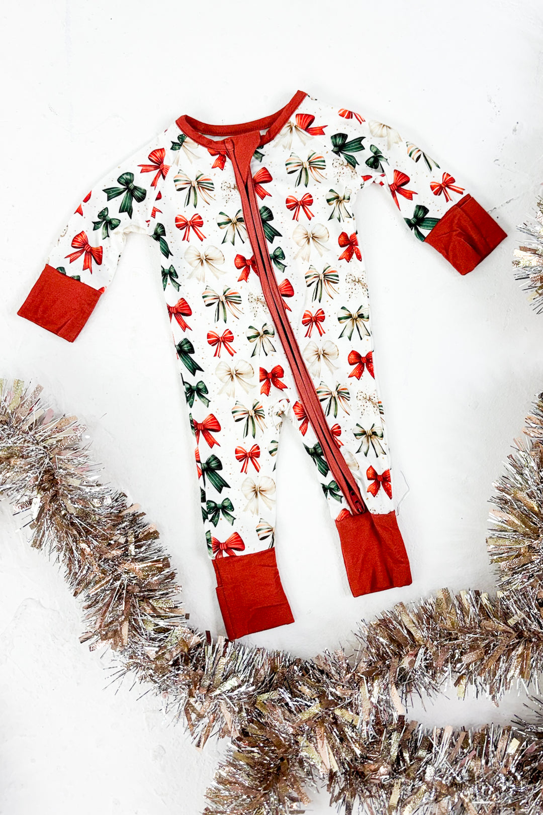 Baby Bamboo Zipper Sleeper | Holiday Bows